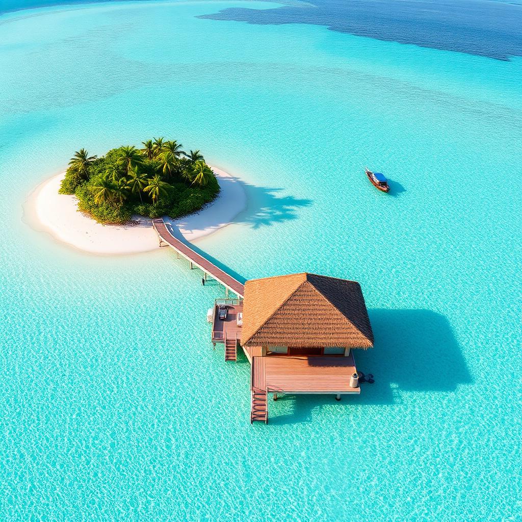 Overwater villa with thatched roof on a Maldives lagoon — from Din Tanovic's dream stays journal